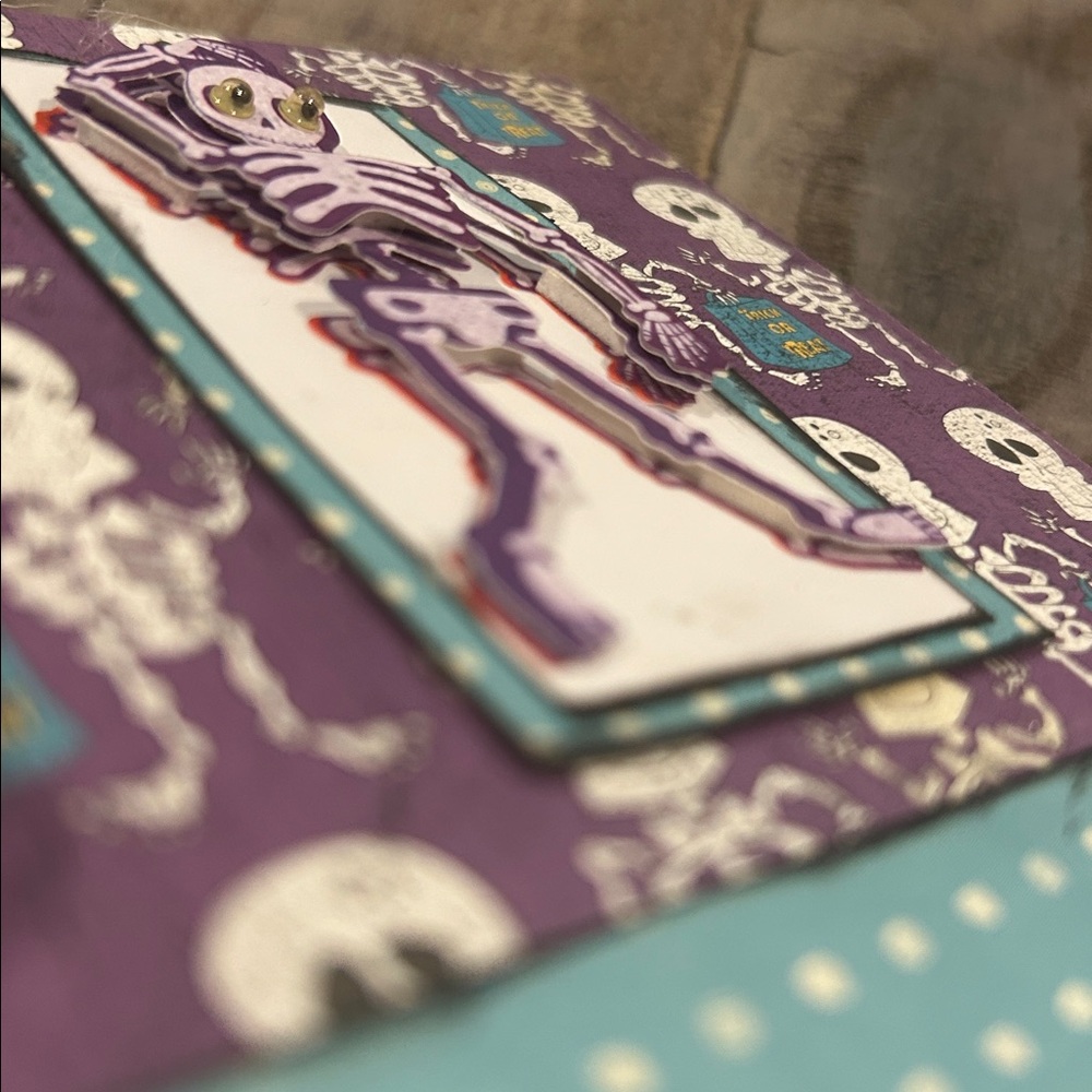 Handmade Halloween Cards Skeleton Theme 3D Accents Blank Inside Various Designs - Picture 2 of 8